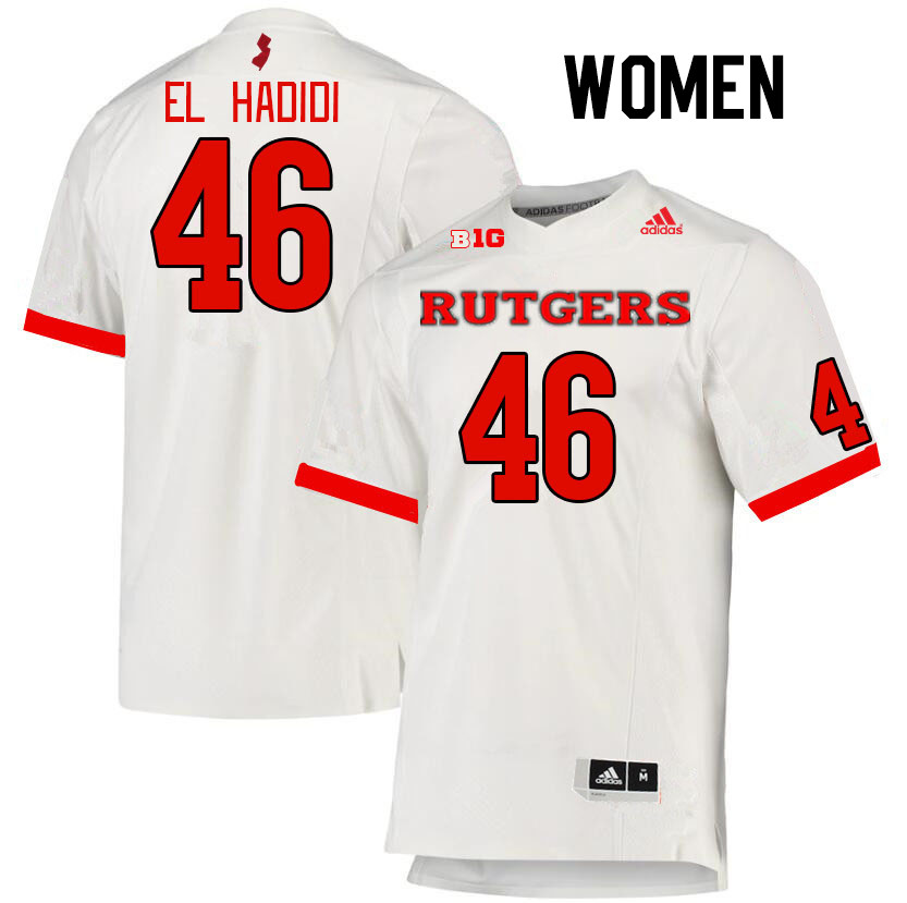 Women #46 Sammy El Hadidi Rutgers Scarlet Knights College Football Jerseys Stitched Sale-White - Click Image to Close